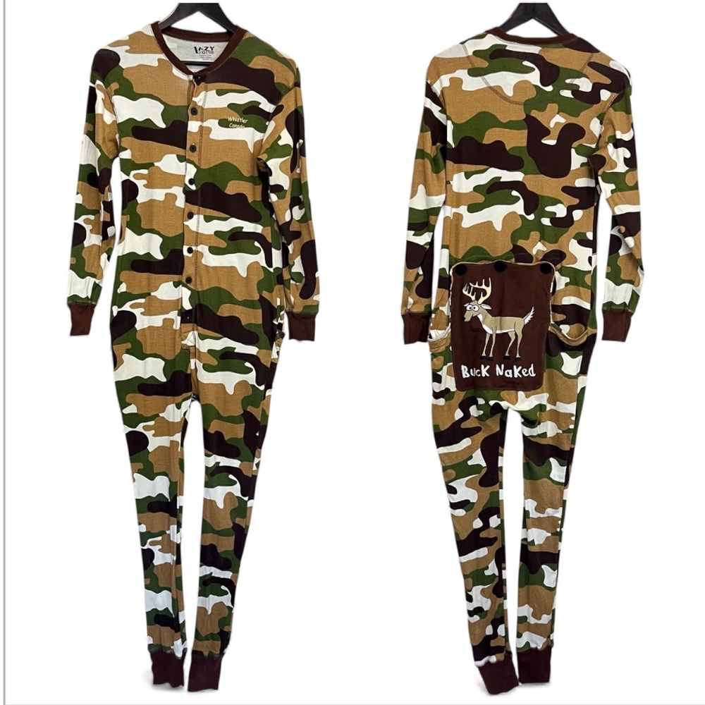 Lazy One Camo Buck Naked Adult Flapjack One Piece Pajama Whistler B.C. Souvenir
